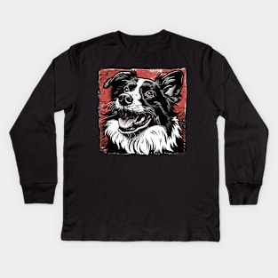 Retro Art Sheltie Dog Lover Kids Long Sleeve T-Shirt